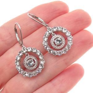 Chuck Clemency 925 Sterling Silver Real White Topaz & Tanzanite Dangle Earrings
