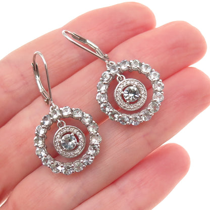 Chuck Clemency 925 Sterling Silver Real White Topaz & Tanzanite Dangle Earrings