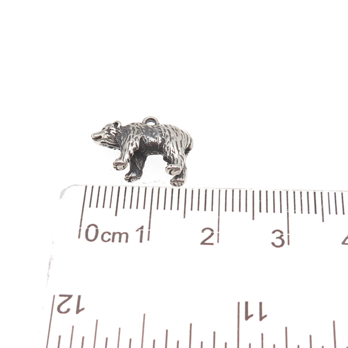 925 Sterling Silver Vintage Bear Oxidized 3D Mini Charm Pendant