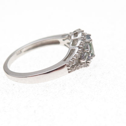 Chuck Clemency 925 Sterling Silver Real Iolite & White Topaz Ring Size 8