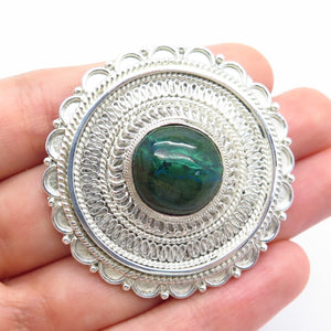 925 Sterling Silver Vintage Israel Eilat Gem Eternal Curve Pin Brooch / Pendant