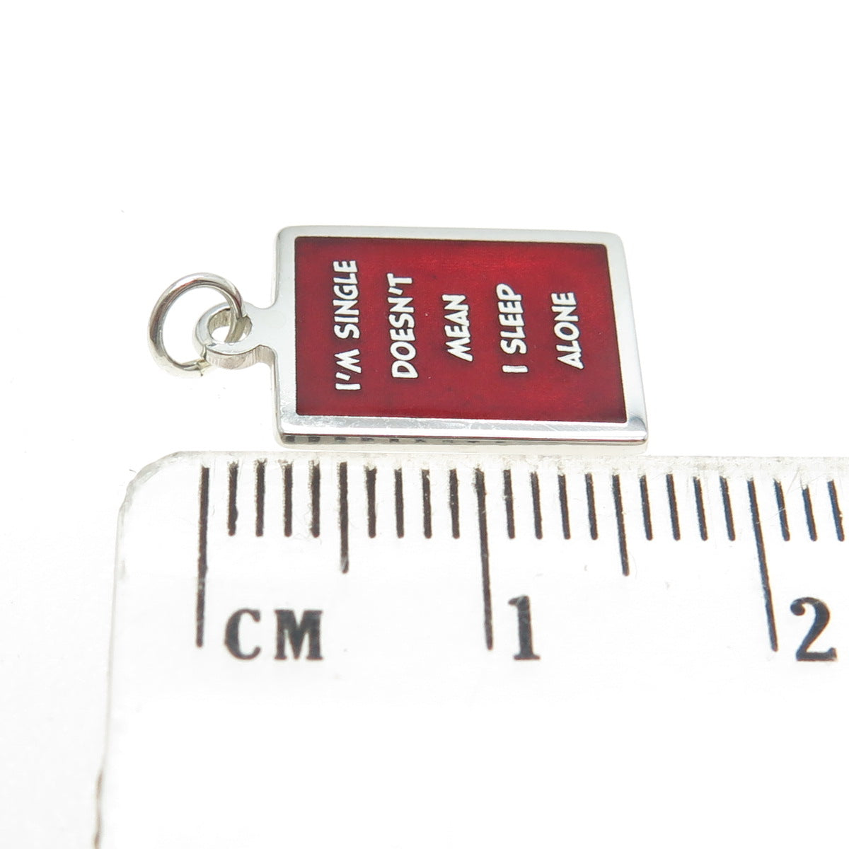 925 Sterling Silver Enamel "I'm Single Doesn't Mean I Sleep Alone" Charm Pendant