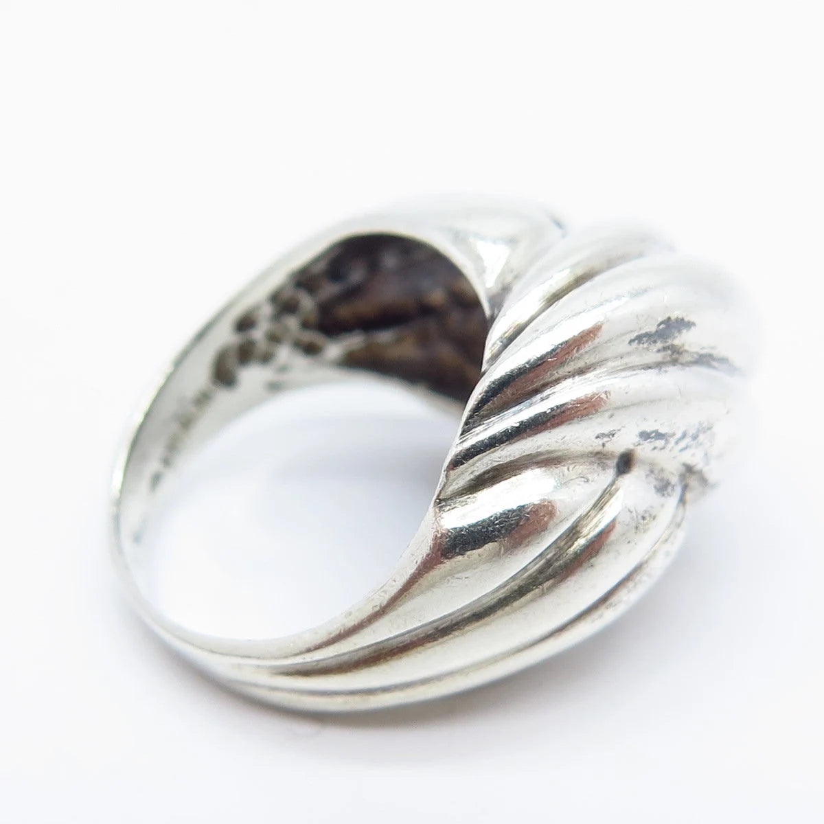 925 Sterling Silver Vintage Ribbed Ring Size 6