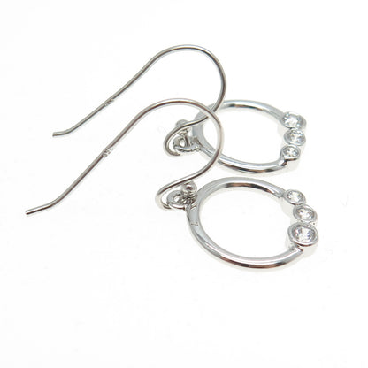 925 Sterling Silver Graduated C Z Circle Dangling Earrings