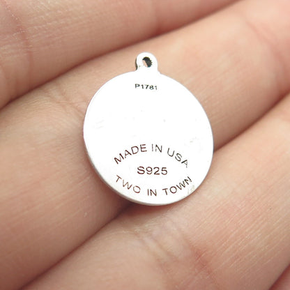 925 Sterling Silver USA Two In Town Rider & Horse Charm Pendant