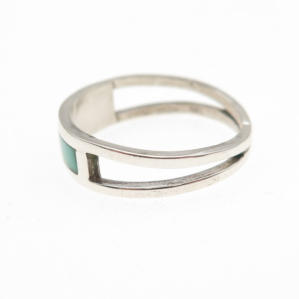Old Pawn 925 Sterling Silver Vintage Turquoise Black Onyx Tribal Ring Size 6.75