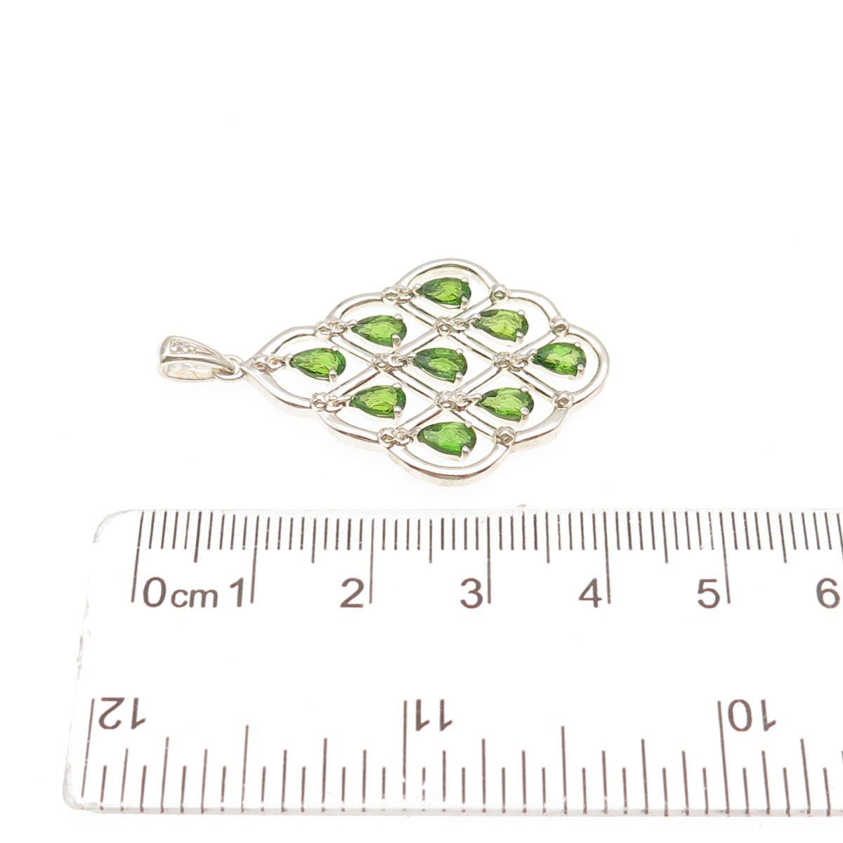 MICHELLE ALBALA 925 Sterling Real Diamond Accent & Peridot Chandelier Pendant