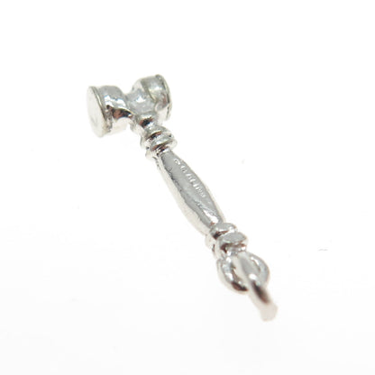 925 Sterling Silver Antique Art Deco Hammer 3D Charm Pendant