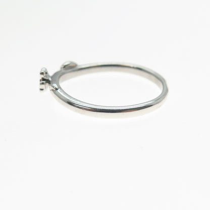 925 Sterling Silver Real Diamond Accent Flower Ring Size 9