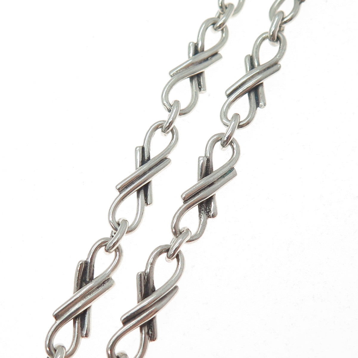 925 Sterling Silver Vintage Modernist Infinity Chain Necklace 20"