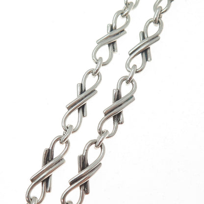 925 Sterling Silver Vintage Modernist Infinity Chain Necklace 20"