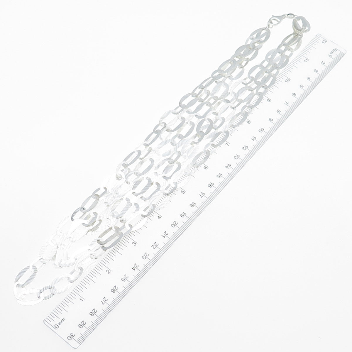 MILOR 925 Sterling Silver Vintage Italy 3-Row Oval Chain Necklace 20"