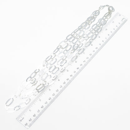 MILOR 925 Sterling Silver Vintage Italy 3-Row Oval Chain Necklace 20"