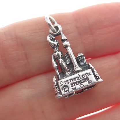 WALT DISNEY 925 Sterling Silver Vintage Cinderella Castle Mini 3D Charm Pendant