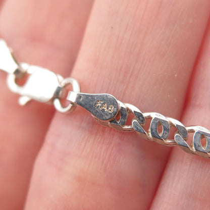 925 Sterling Silver Vintage Italy Anchor Mariner Link Bracelet 7"