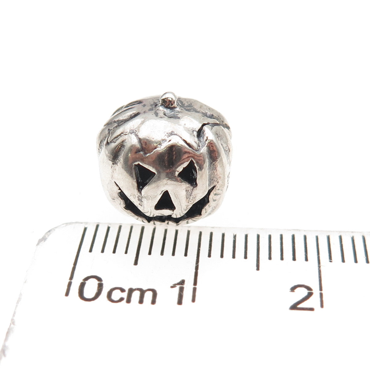 Trollbeads LAA 925 Sterling Silver Halloween Pumpkin Slide Bead Charm