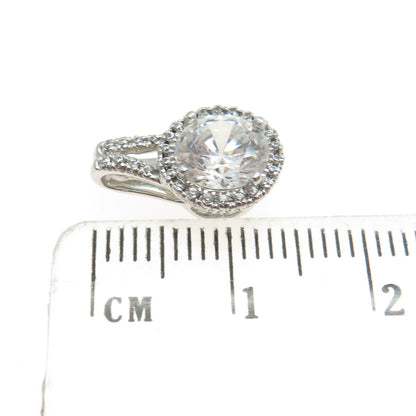 925 Sterling Silver Round-Cut C Z Sparkle Minimalist Pendant
