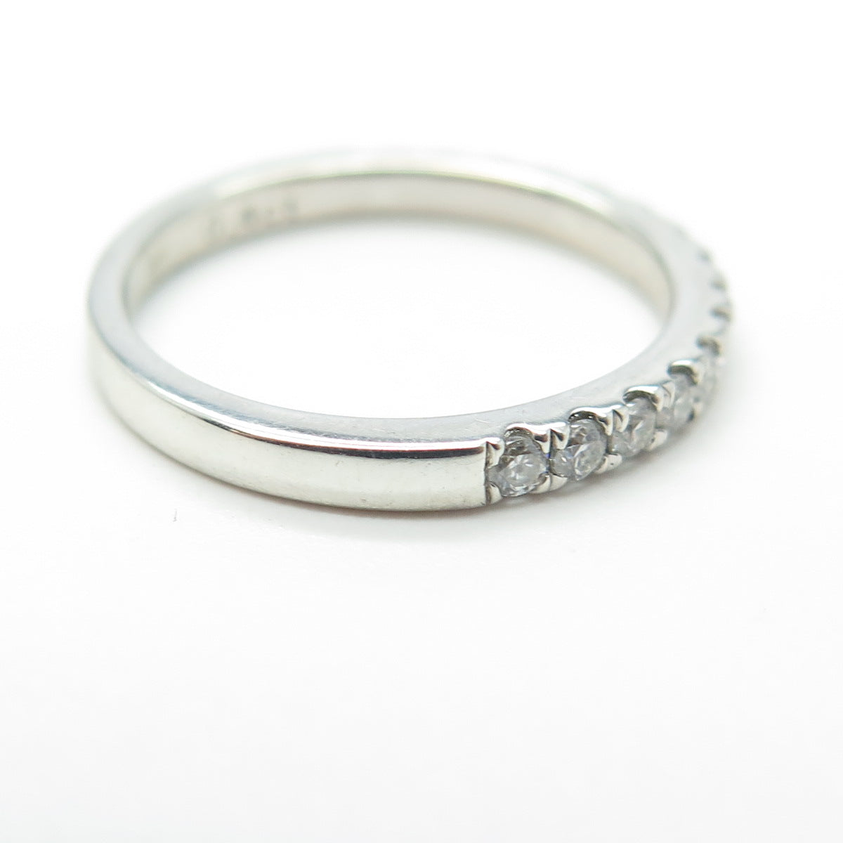 925 Sterling Silver Real Round 0.40ct Moissanite Eternity Band Ring Size 5.75