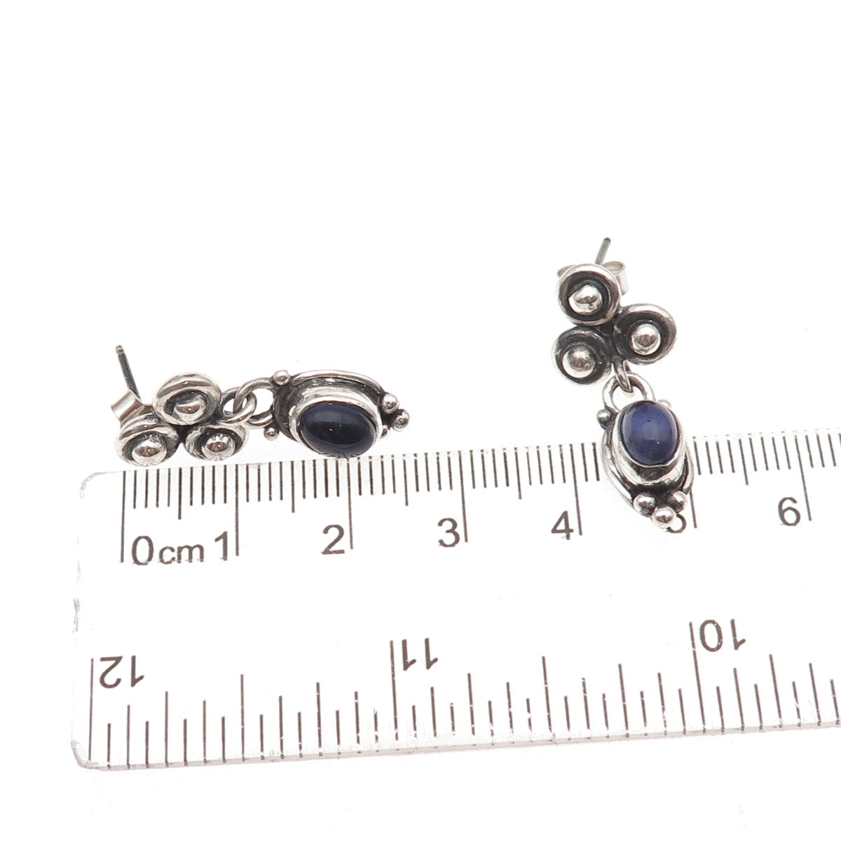 Donna Dale 999 Fine Silver Vintage Real Iolite Modernist Dangle Earrings