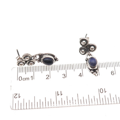 Donna Dale 999 Fine Silver Vintage Real Iolite Modernist Dangle Earrings