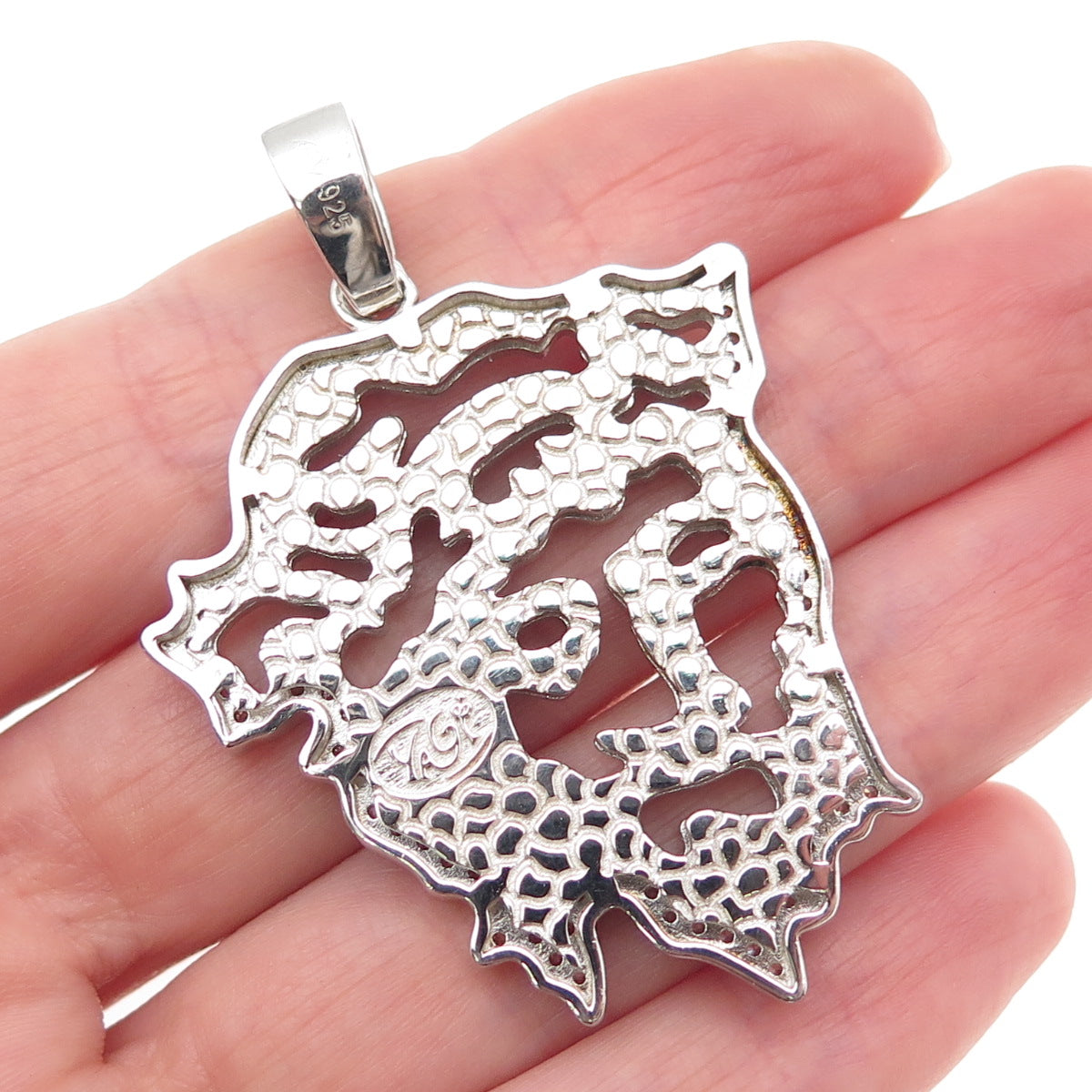 DESIGNS by YAGI 925 Sterling Silver Round-Cut C Z Jesus Charm Pendant