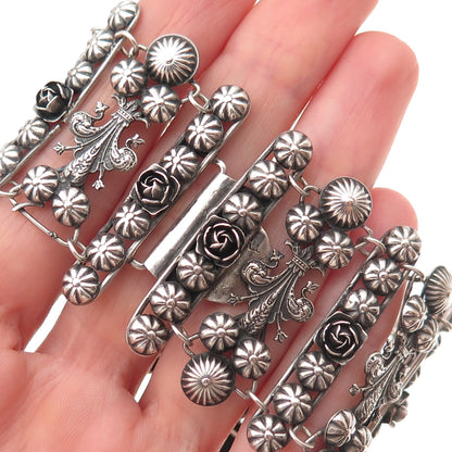 800 Silver Antique Art Deco Italy Fleur de Lis Bracelet 7.25" (missing parts)