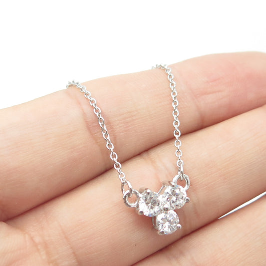 925 Sterling Silver Round-Cut Shaped White C Z Cable Chain Necklace 16"