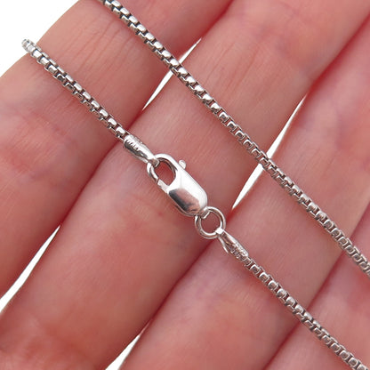 925 Sterling Silver Vintage Italy Round Box Chain Necklace 18"