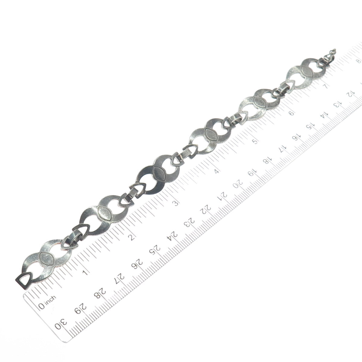 ORBE 925 Sterling Silver Vintage Italy Modernist Infinity Link Bracelet 7.25"