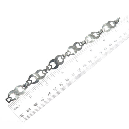 ORBE 925 Sterling Silver Vintage Italy Modernist Infinity Link Bracelet 7.25"