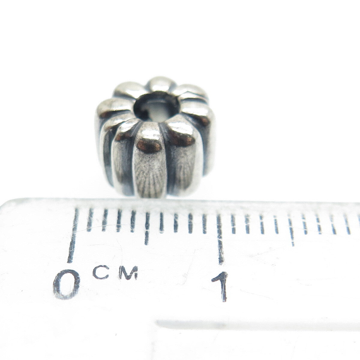 PANDORA 925 Sterling Silver Oxidized Ribbed Clip Charm