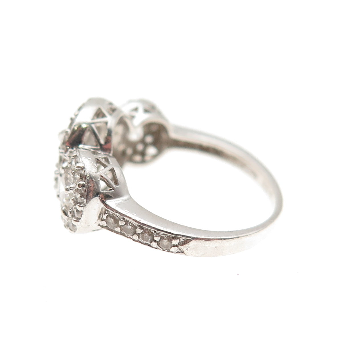 925 Sterling Silver Round-Cut C Z Engagement Ring Size 4.75