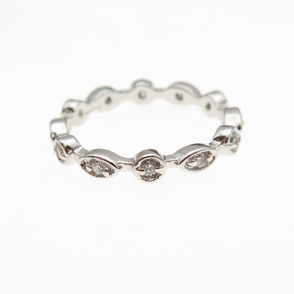 925 Sterling Silver Round-Cut C Z All Around Band Ring Size 5.75