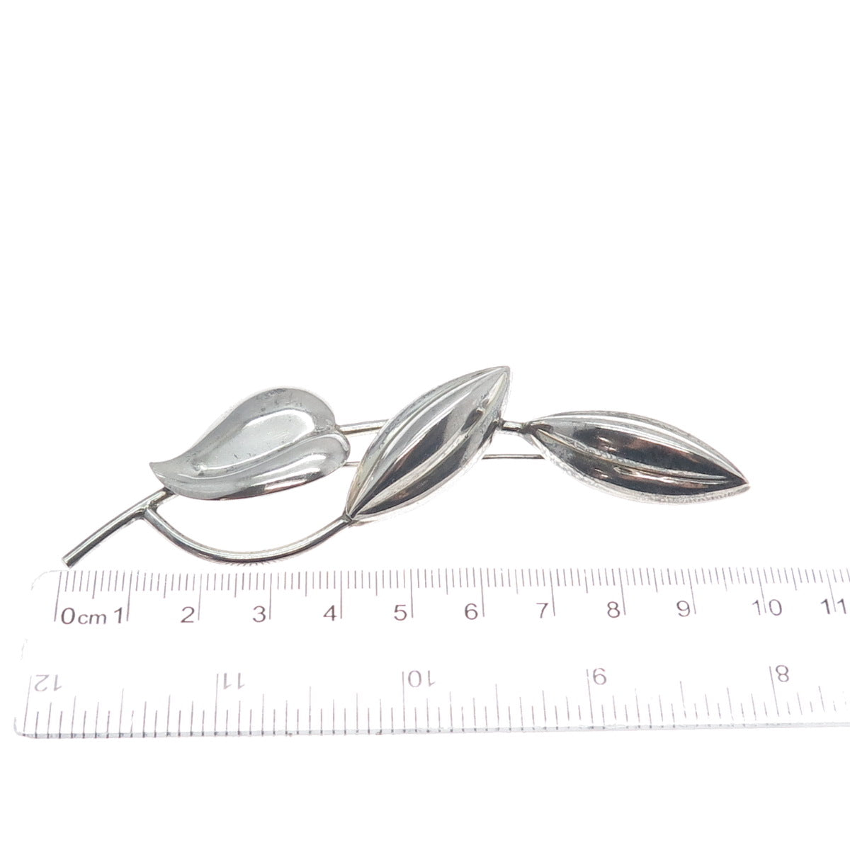NAPIER 925 Sterling Silver Antique Art Deco Floral Leaf Heart Oxidized Brooch