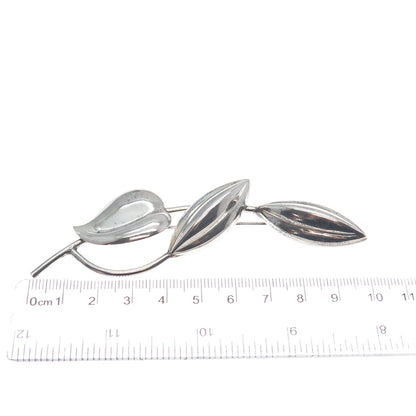 NAPIER 925 Sterling Silver Antique Art Deco Floral Leaf Heart Oxidized Brooch