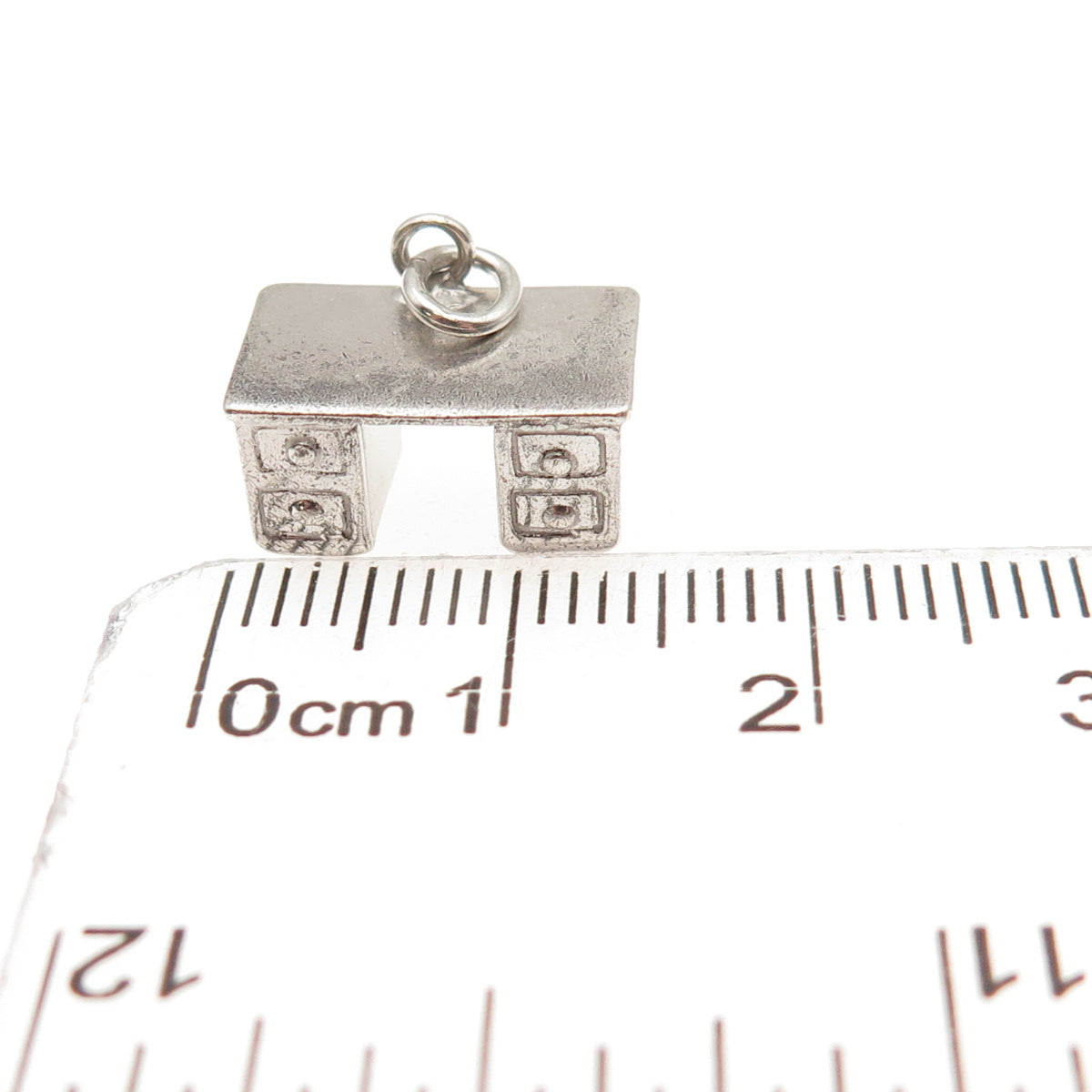 925 Sterling Silver Antique Art Deco Work Desk 3D Mini Charm Pendant