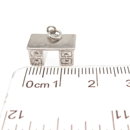 925 Sterling Silver Antique Art Deco Work Desk 3D Mini Charm Pendant