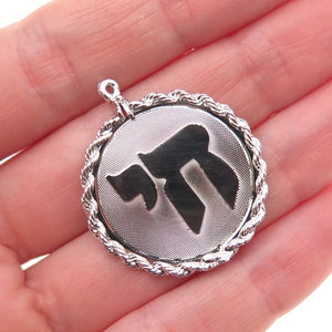 925 Sterling Silver Vintage Chai Judaica Charm Pendant