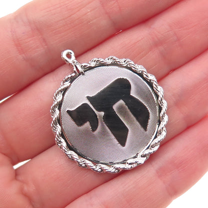 925 Sterling Silver Vintage Chai Judaica Charm Pendant