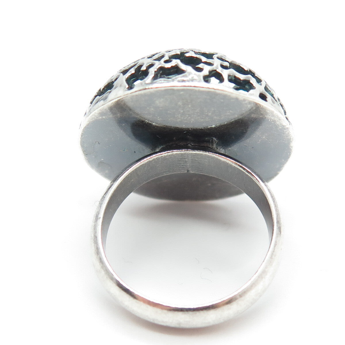925 Sterling Silver Vintage Bear Dome Oxidized Ring Size 7.5