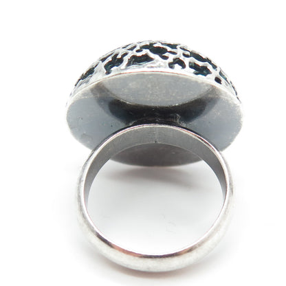 925 Sterling Silver Vintage Bear Dome Oxidized Ring Size 7.5
