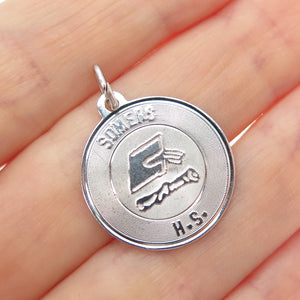 925 Sterling Silver Vintage Somers High School Round Tag Charm Pendant