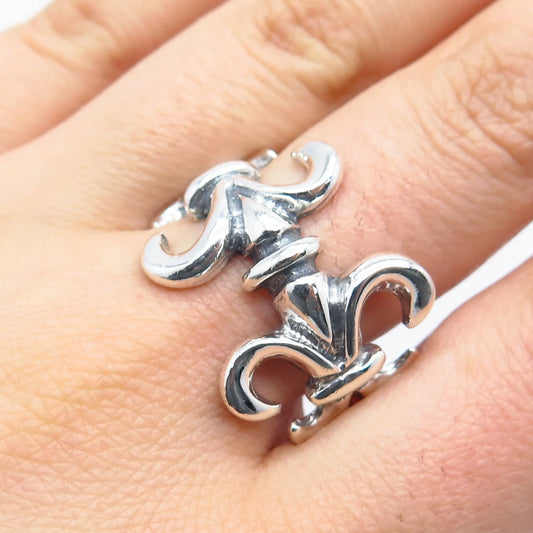 925 Sterling Silver Vintage Fleur-De-Lis Ring Size 11.25