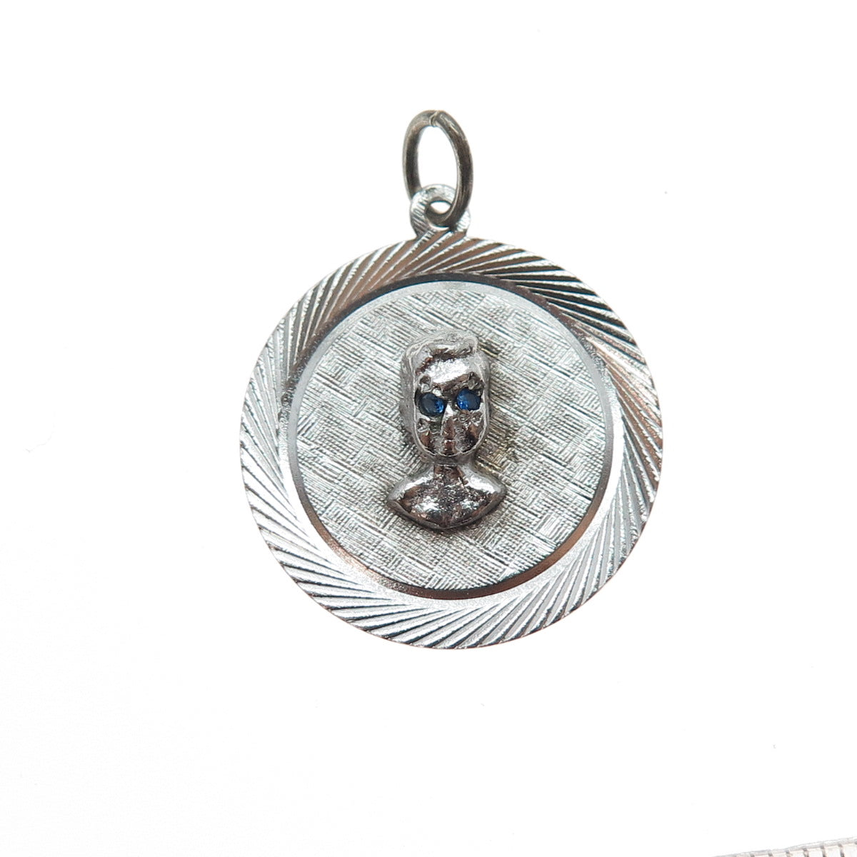 MARC MERCY 925 Sterling Silver Vintage Lab-Created Sapphire Boy Charm Pendant