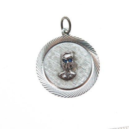 MARC MERCY 925 Sterling Silver Vintage Lab-Created Sapphire Boy Charm Pendant