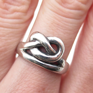 925 Sterling Silver Vintage Modernist Love Knot Oxidized Ring Size 6.5