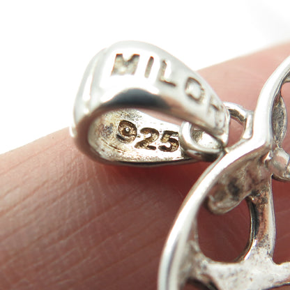 MILOR 925 Sterling Silver Vintage Italy Ornate Heart Pendant