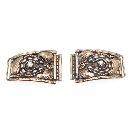 Silver Ray Navajo Old Pawn 925 Sterling 2-Tone Vintage C Z Floral Watch Band