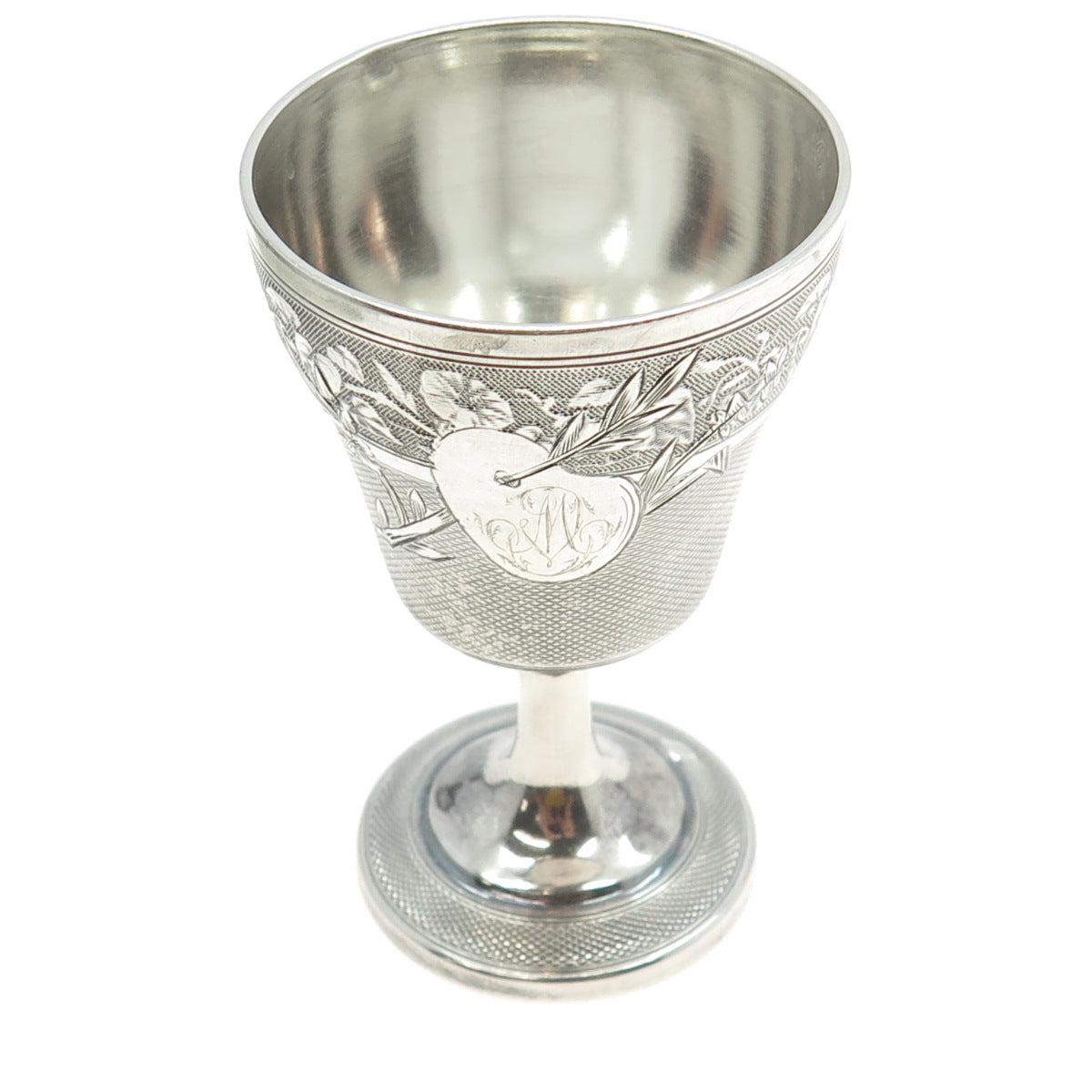 800 Silver Antique France Engraved Floral Chalice Cup