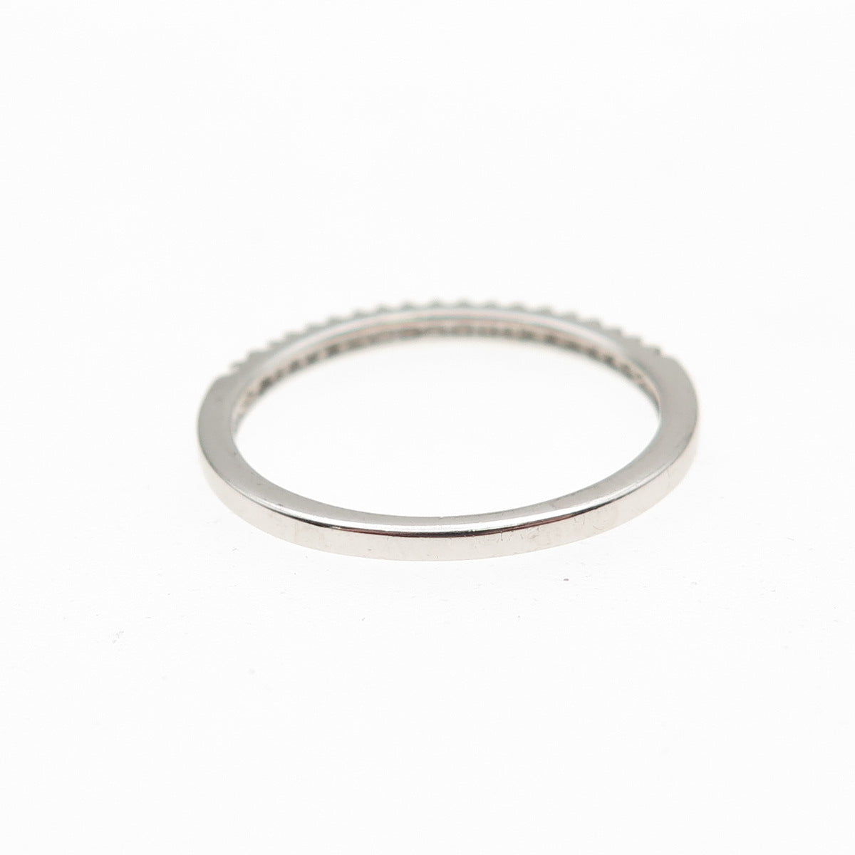 SUN 925 Sterling Silver Real Round-Cut Diamond Half Eternity Band Ring Size 7.25